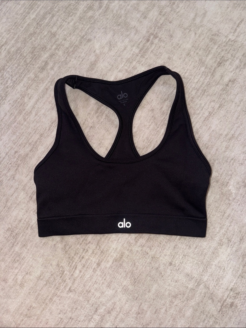 ALO Yoga Black Racerback Sports Bra with Minimal Logo
